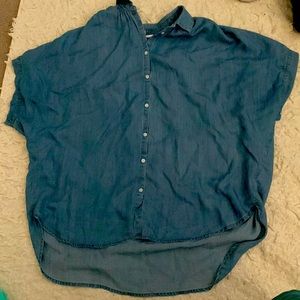 This is a lovely soft button down jean blue shirt made from lyocell